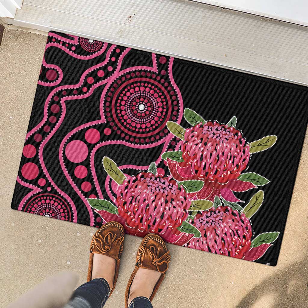Australia Waratah Rubber Doormat Telopea Aussie Native Flowers Indigenous Art - Aussie Hoodie