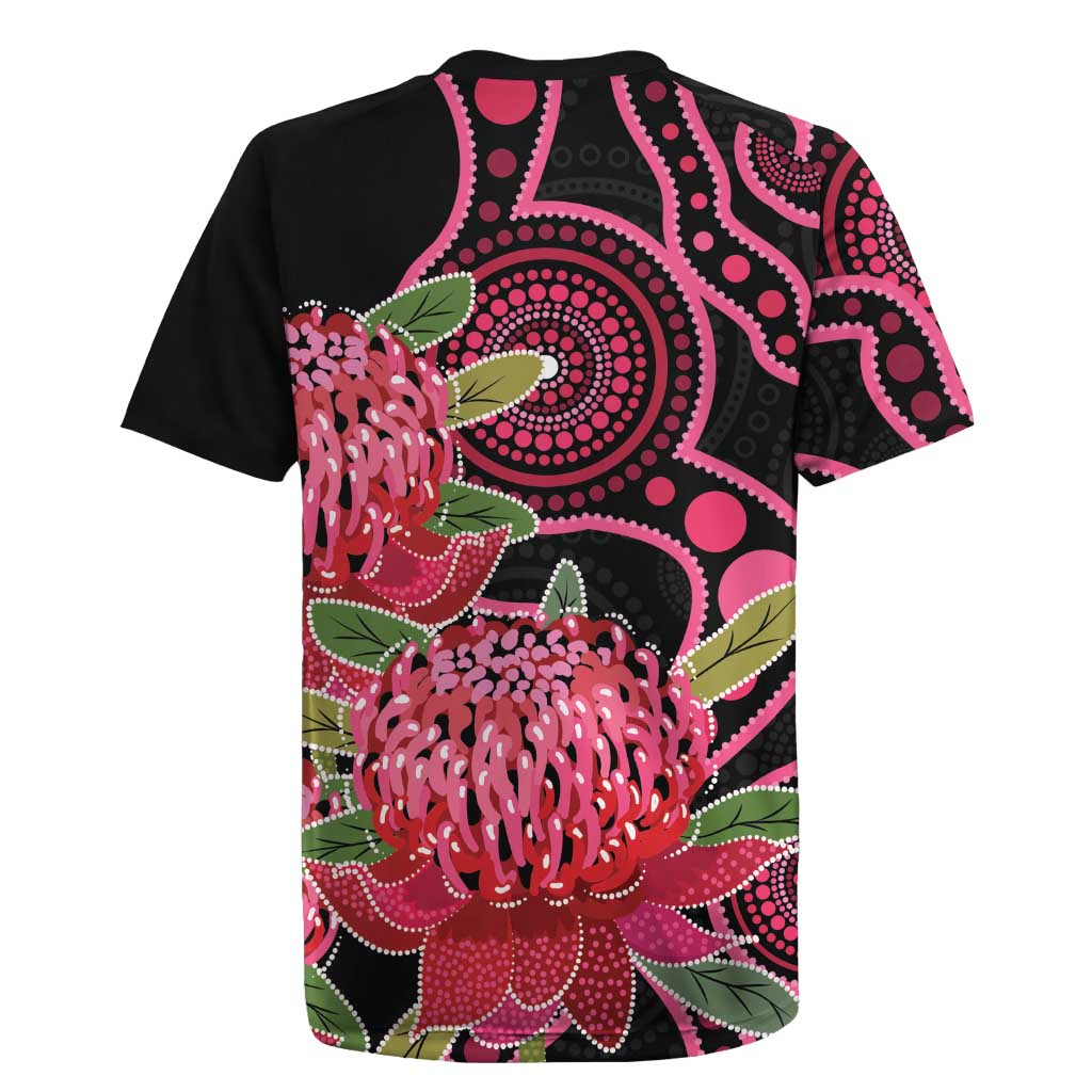 Australia Waratah Rugby Jersey Telopea Aussie Native Flowers Indigenous Art - Aussie Hoodie