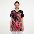 Australia Waratah Scrub Top Telopea Aussie Native Flowers Indigenous Art - Aussie Hoodie