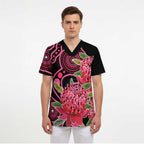 Australia Waratah Scrub Top Telopea Aussie Native Flowers Indigenous Art - Aussie Hoodie