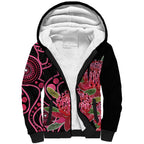 Australia Waratah Sherpa Hoodie Telopea Aussie Native Flowers Indigenous Art - Aussie Hoodie