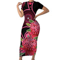 Australia Waratah Short Sleeve Bodycon Dress Telopea Aussie Native Flowers Indigenous Art - Aussie Hoodie