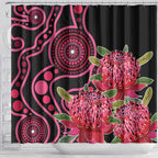 Australia Waratah Shower Curtain Telopea Aussie Native Flowers Indigenous Art - Aussie Hoodie