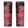 Australia Waratah Skinny Tumbler Telopea Aussie Native Flowers Indigenous Art - Aussie Hoodie