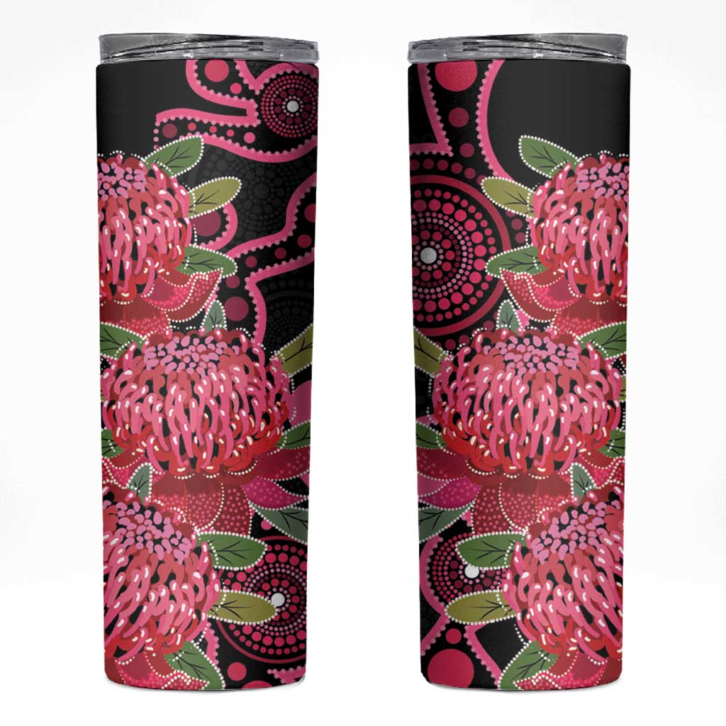 Australia Waratah Skinny Tumbler Telopea Aussie Native Flowers Indigenous Art - Aussie Hoodie