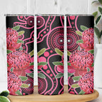 Australia Waratah Skinny Tumbler Telopea Aussie Native Flowers Indigenous Art - Aussie Hoodie