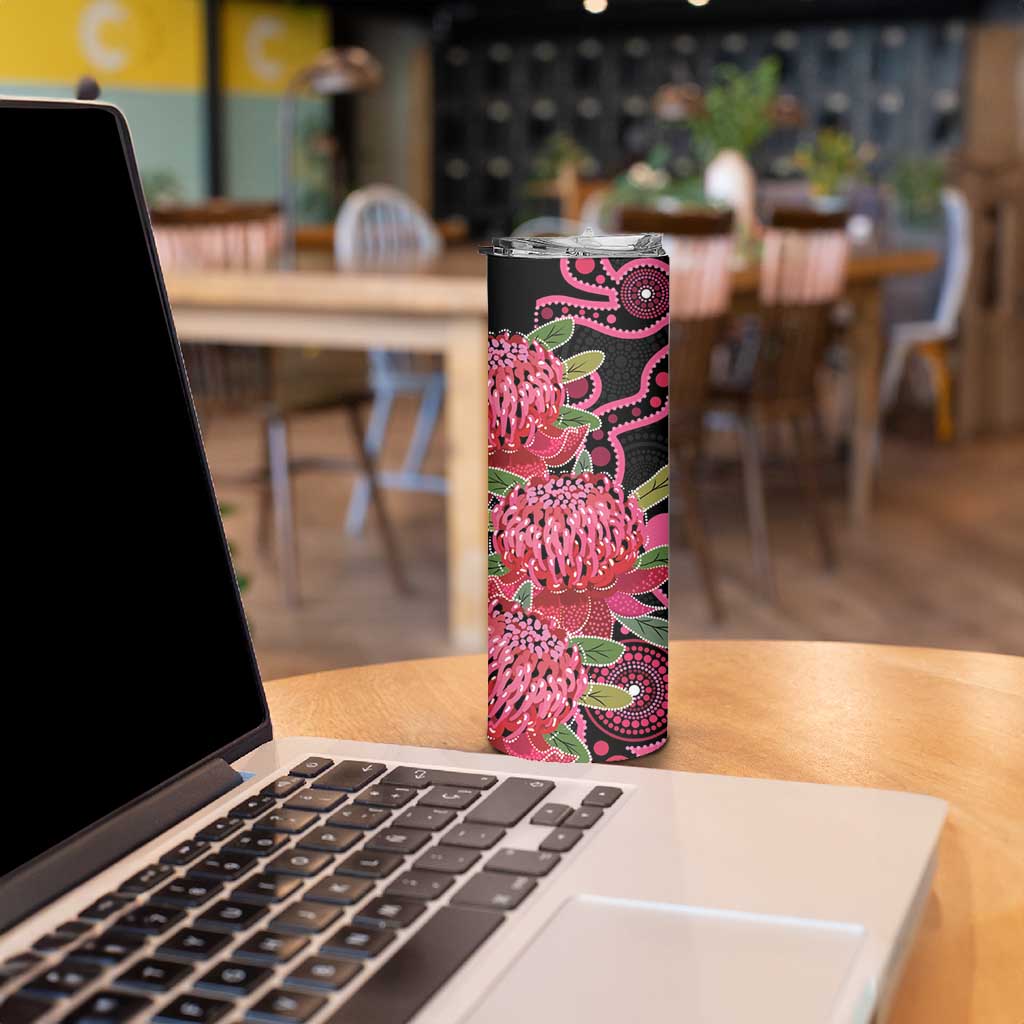 Australia Waratah Skinny Tumbler Telopea Aussie Native Flowers Indigenous Art - Aussie Hoodie