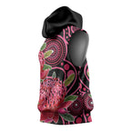 Australia Waratah Sleeveless Hoodie Telopea Aussie Native Flowers Indigenous Art - Aussie Hoodie