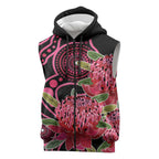 Australia Waratah Sleeveless Zip Hoodie Telopea Aussie Native Flowers Indigenous Art LT14