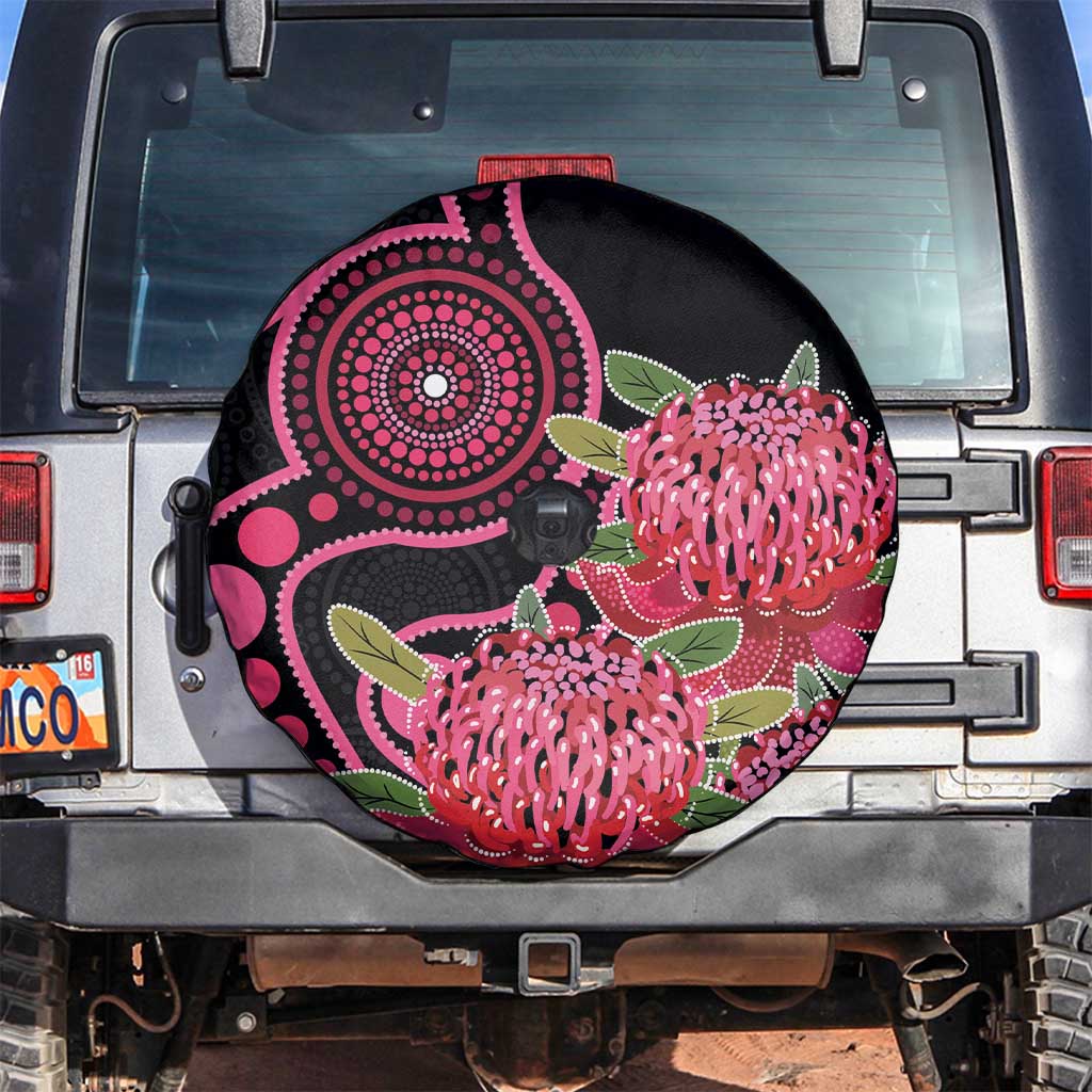 Australia Waratah Spare Tire Cover Telopea Aussie Native Flowers Indigenous Art - Aussie Hoodie