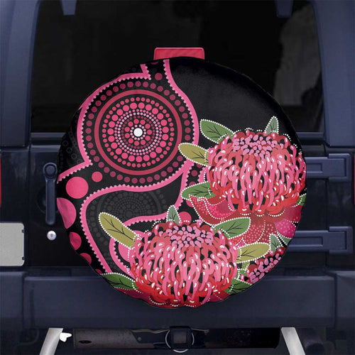 Australia Waratah Spare Tire Cover Telopea Aussie Native Flowers Indigenous Art - Aussie Hoodie