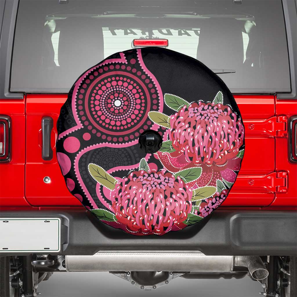 Australia Waratah Spare Tire Cover Telopea Aussie Native Flowers Indigenous Art - Aussie Hoodie