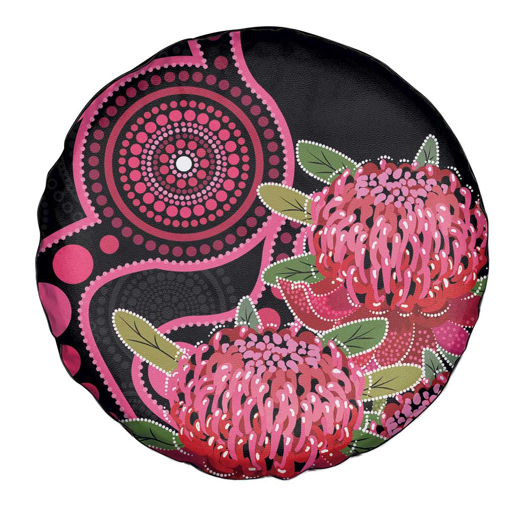 Australia Waratah Spare Tire Cover Telopea Aussie Native Flowers Indigenous Art - Aussie Hoodie