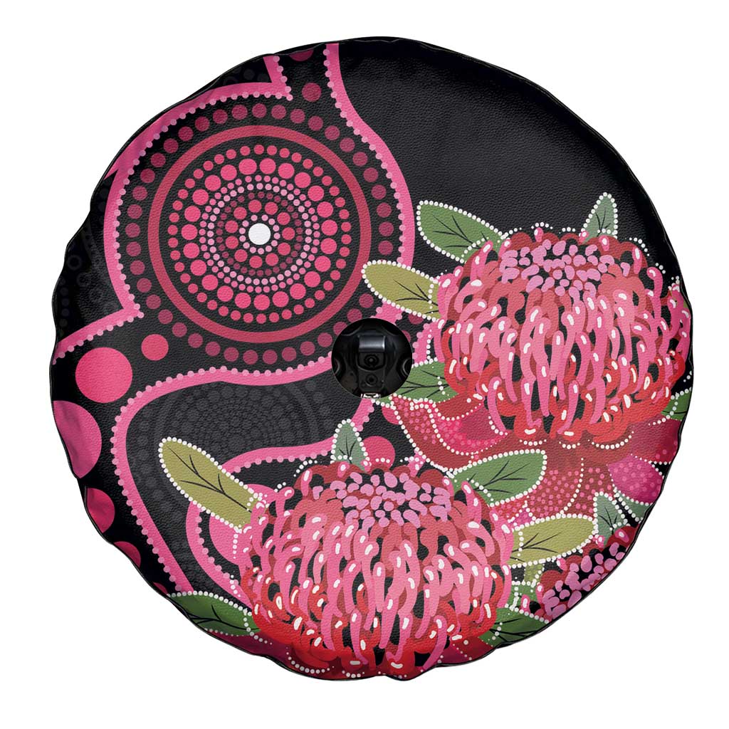 Australia Waratah Spare Tire Cover Telopea Aussie Native Flowers Indigenous Art - Aussie Hoodie