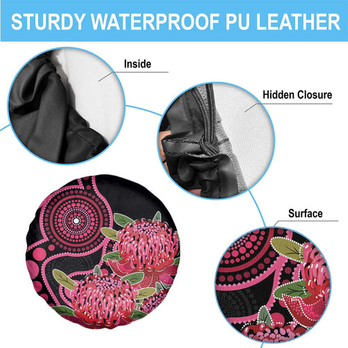 Australia Waratah Spare Tire Cover Telopea Aussie Native Flowers Indigenous Art - Aussie Hoodie