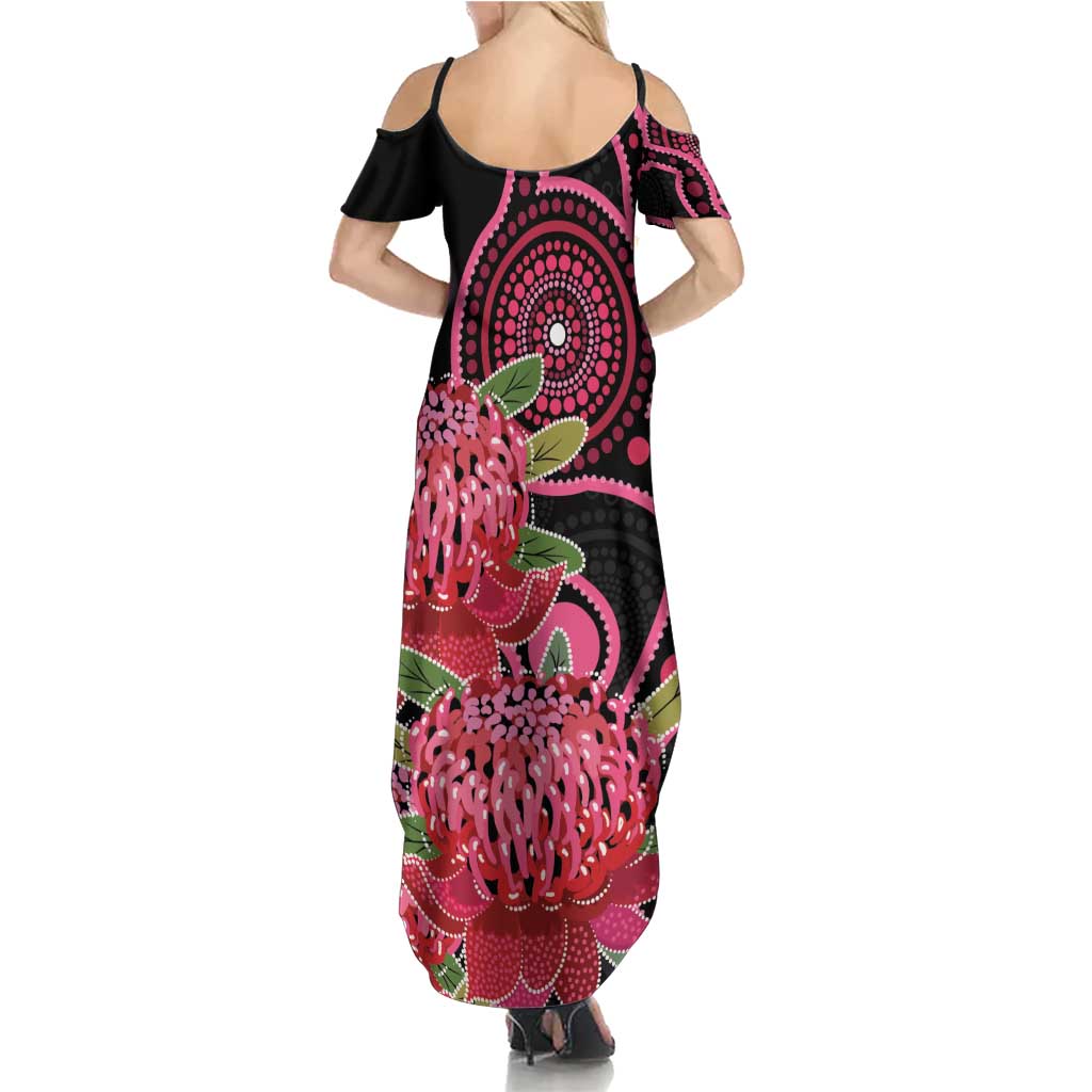 Australia Waratah Summer Maxi Dress Telopea Aussie Native Flowers Indigenous Art - Aussie Hoodie