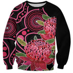 Australia Waratah Sweatshirt Telopea Aussie Native Flowers Indigenous Art - Aussie Hoodie