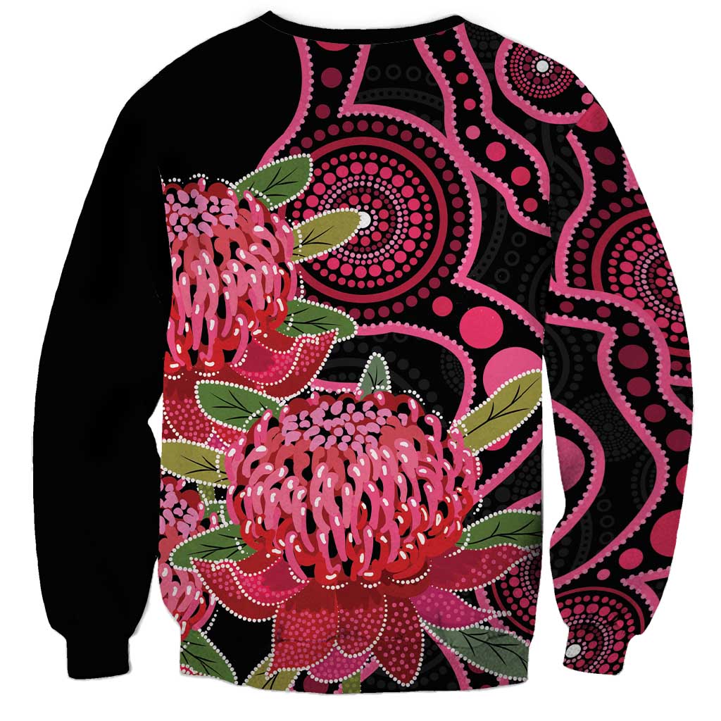 Australia Waratah Sweatshirt Telopea Aussie Native Flowers Indigenous Art - Aussie Hoodie
