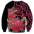 Australia Waratah Sweatshirt Telopea Aussie Native Flowers Indigenous Art - Aussie Hoodie
