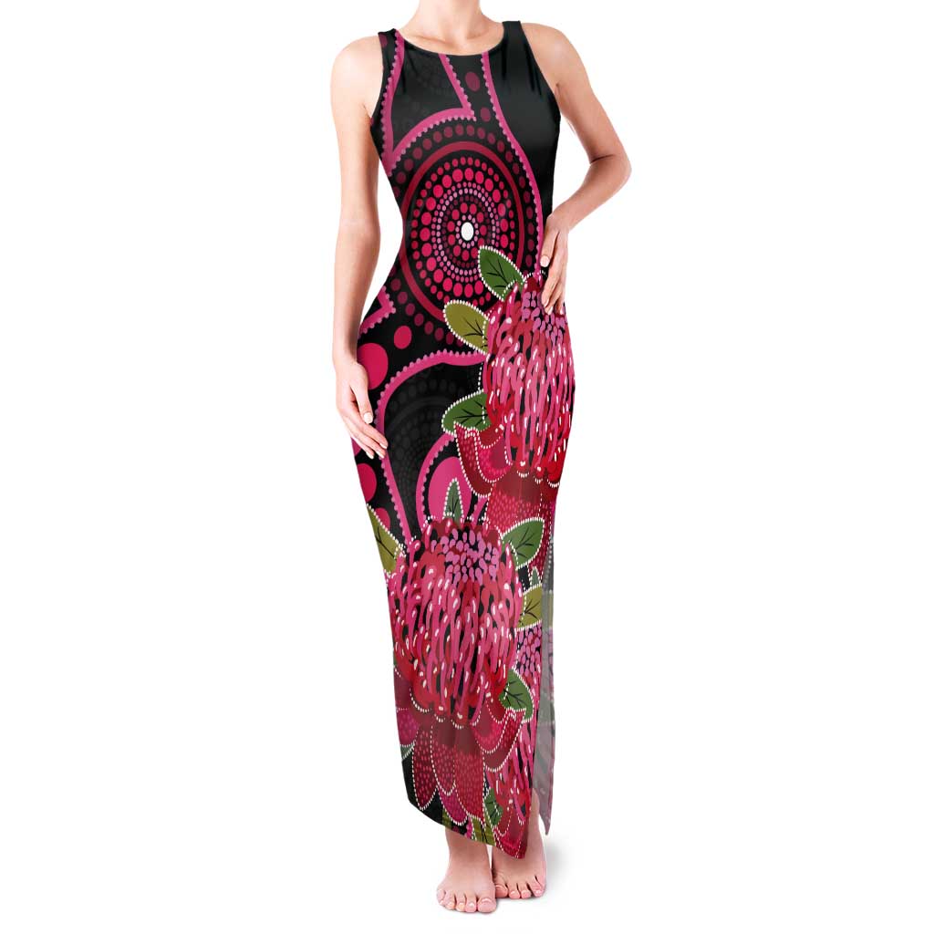 Australia Waratah Tank Maxi Dress Telopea Aussie Native Flowers Indigenous Art - Aussie Hoodie