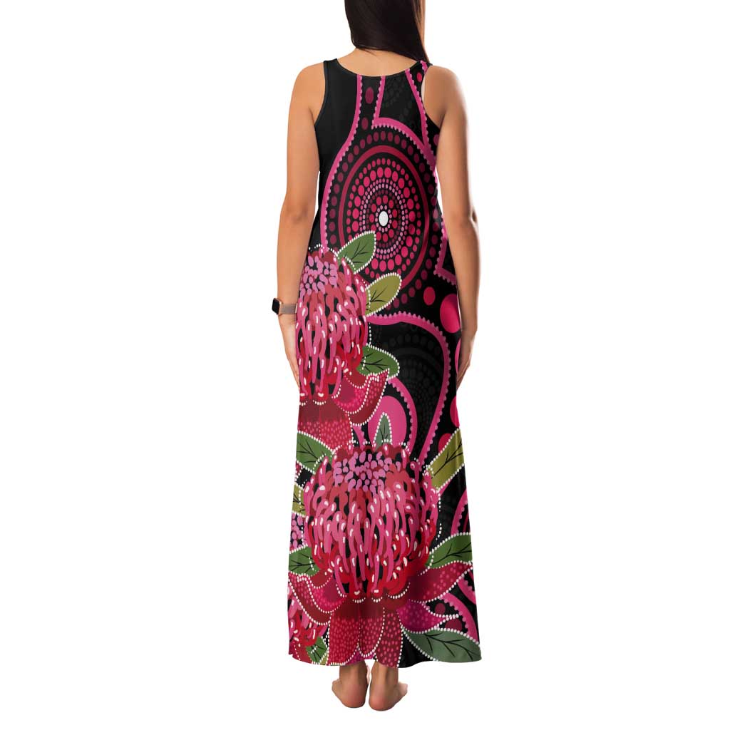 Australia Waratah Tank Maxi Dress Telopea Aussie Native Flowers Indigenous Art - Aussie Hoodie