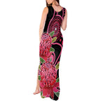 Australia Waratah Tank Maxi Dress Telopea Aussie Native Flowers Indigenous Art - Aussie Hoodie