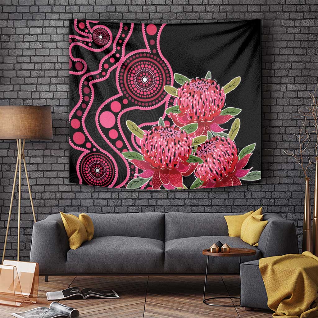 Australia Waratah Tapestry Telopea Aussie Native Flowers Indigenous Art - Aussie Hoodie