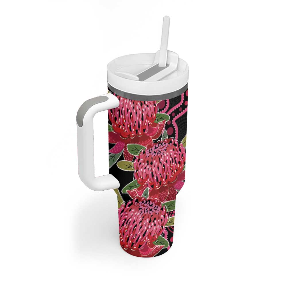Australia Waratah Tumbler With Handle Telopea Aussie Native Flowers Indigenous Art - Aussie Hoodie