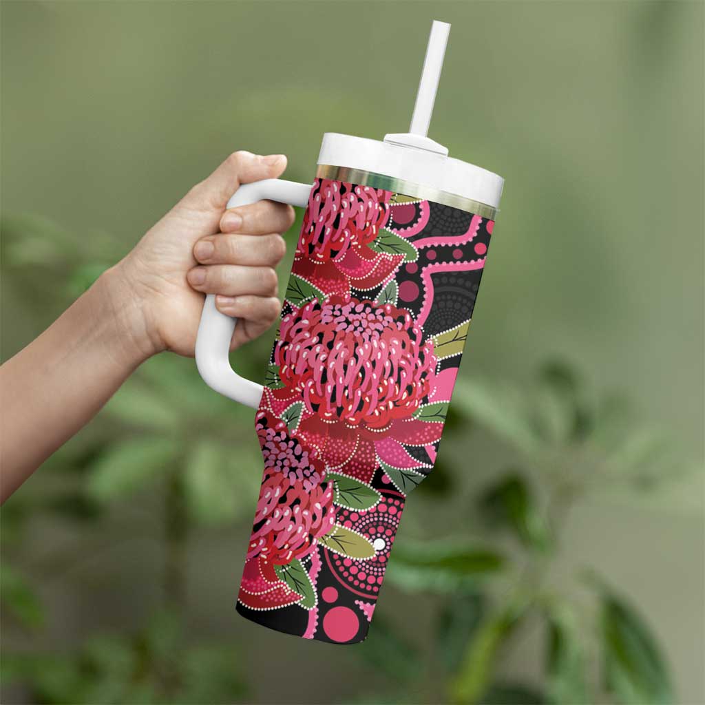 Australia Waratah Tumbler With Handle Telopea Aussie Native Flowers Indigenous Art - Aussie Hoodie