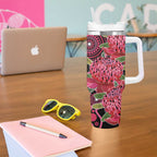Australia Waratah Tumbler With Handle Telopea Aussie Native Flowers Indigenous Art - Aussie Hoodie