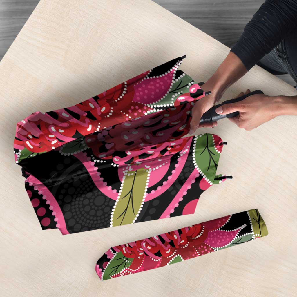 Australia Waratah Umbrella Telopea Aussie Native Flowers Indigenous Art - Aussie Hoodie