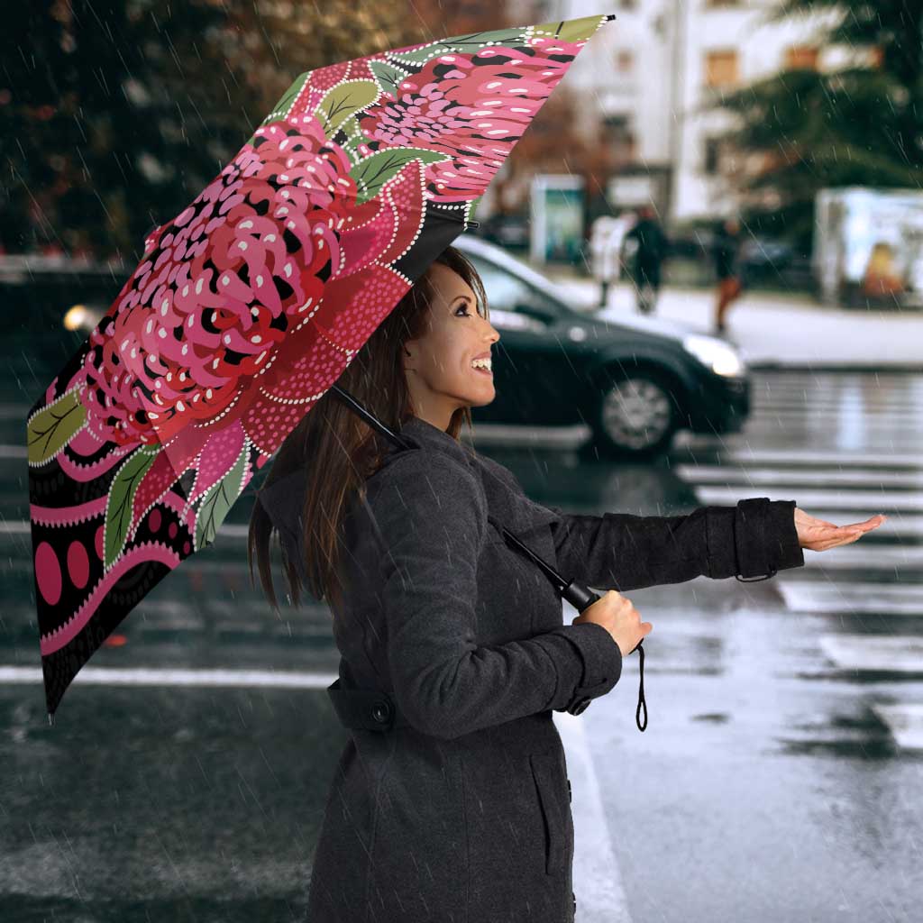 Australia Waratah Umbrella Telopea Aussie Native Flowers Indigenous Art - Aussie Hoodie