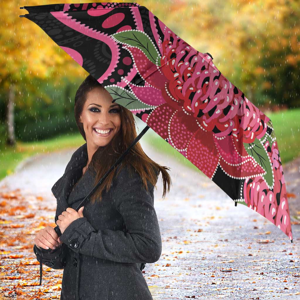 Australia Waratah Umbrella Telopea Aussie Native Flowers Indigenous Art - Aussie Hoodie