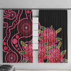 Australia Waratah Window Curtain Telopea Aussie Native Flowers Indigenous Art - Aussie Hoodie