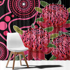 Australia Waratah Window Curtain Telopea Aussie Native Flowers Indigenous Art - Aussie Hoodie