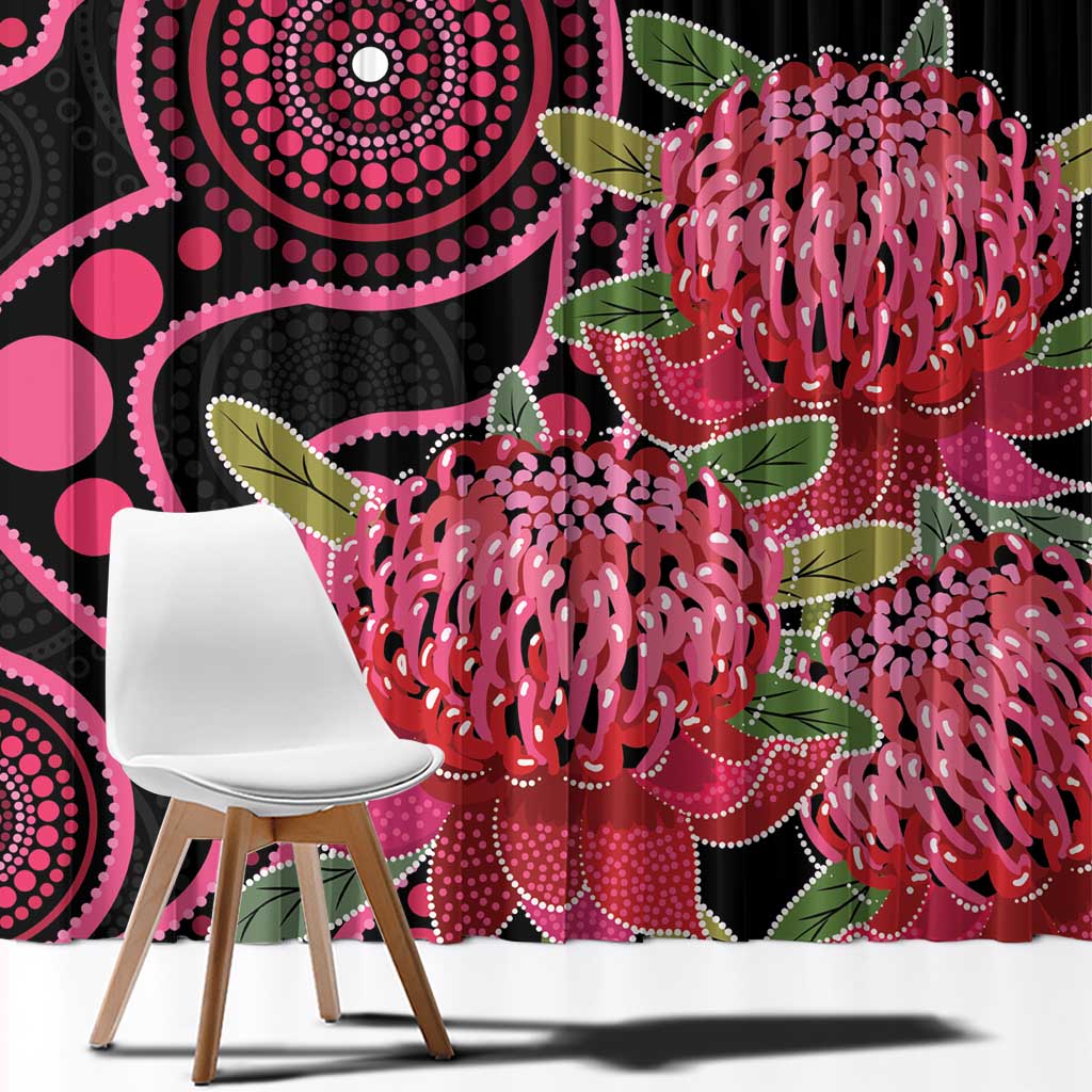 Australia Waratah Window Curtain Telopea Aussie Native Flowers Indigenous Art - Aussie Hoodie