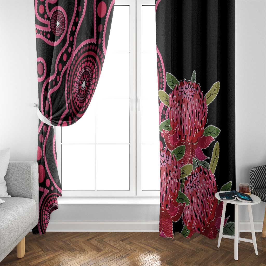 Australia Waratah Window Curtain Telopea Aussie Native Flowers Indigenous Art - Aussie Hoodie