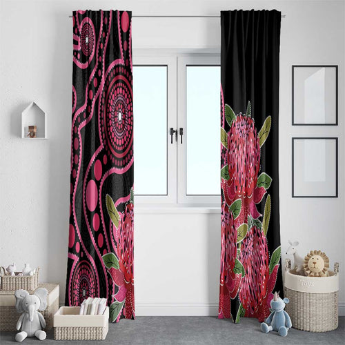 Australia Waratah Window Curtain Telopea Aussie Native Flowers Indigenous Art - Aussie Hoodie
