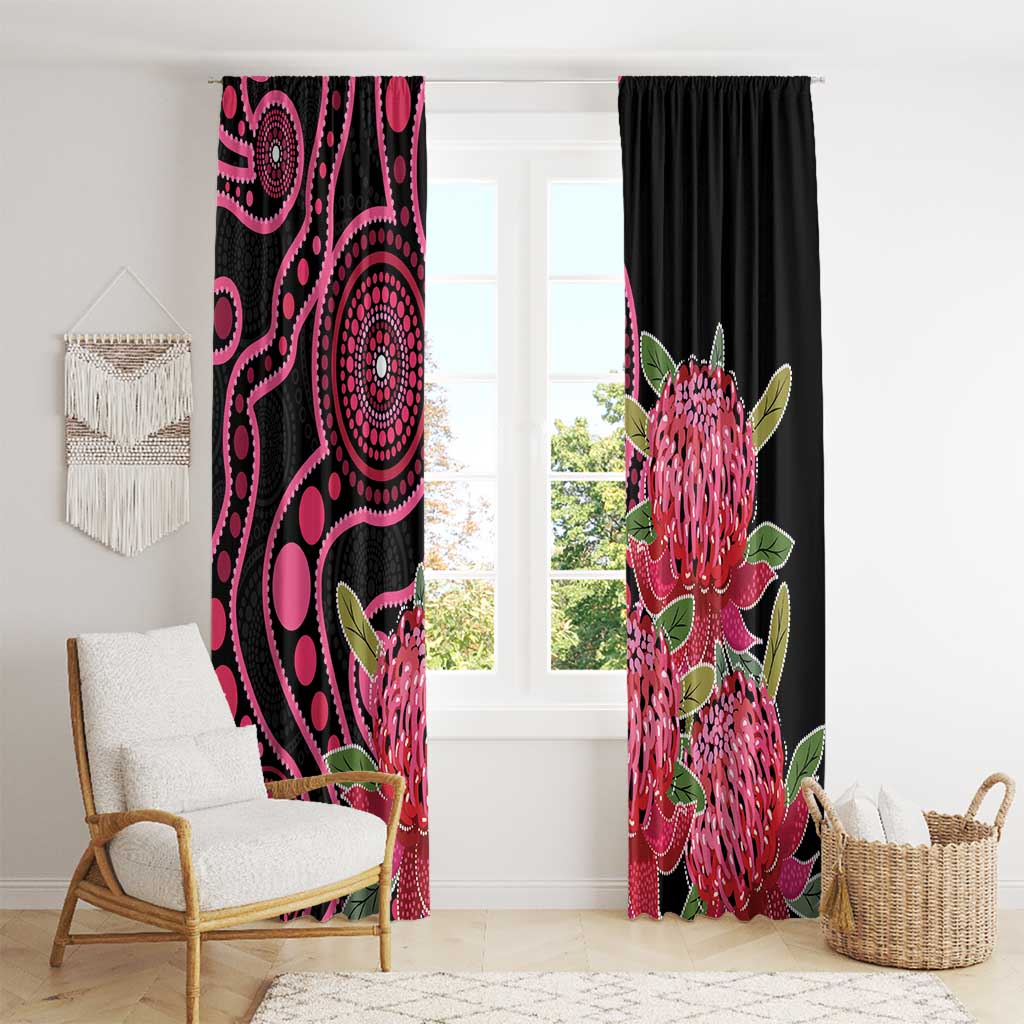Australia Waratah Window Curtain Telopea Aussie Native Flowers Indigenous Art - Aussie Hoodie