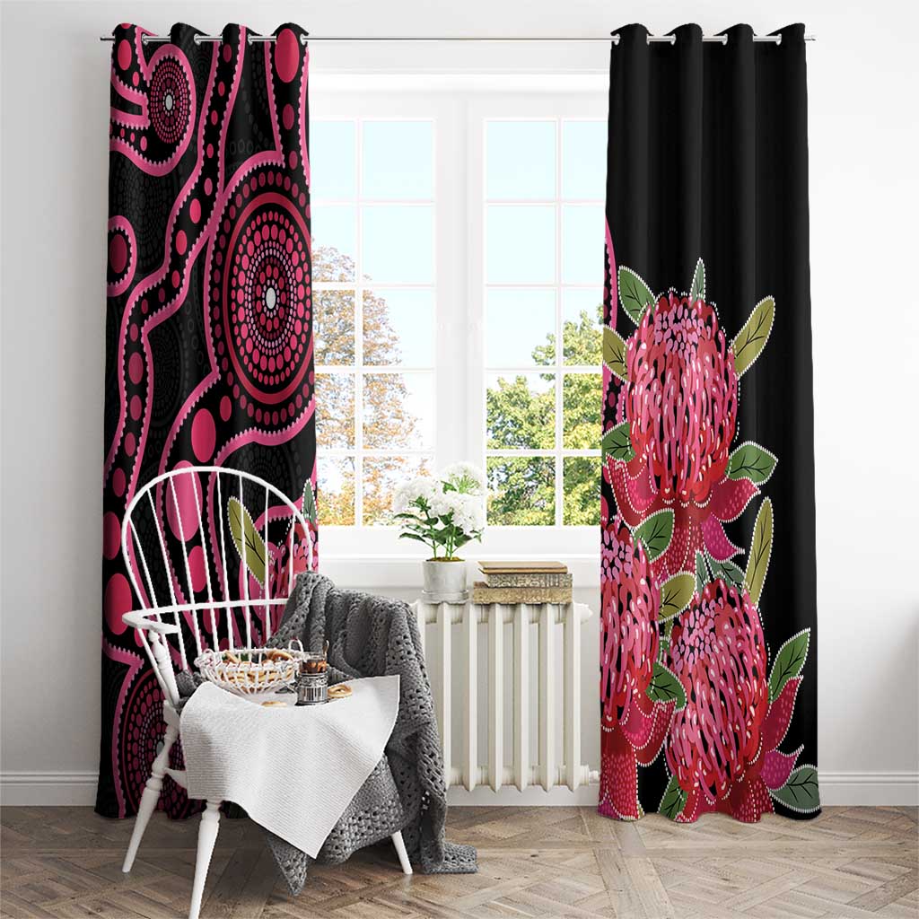 Australia Waratah Window Curtain Telopea Aussie Native Flowers Indigenous Art - Aussie Hoodie