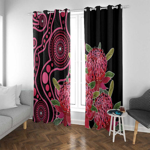 Australia Waratah Window Curtain Telopea Aussie Native Flowers Indigenous Art - Aussie Hoodie