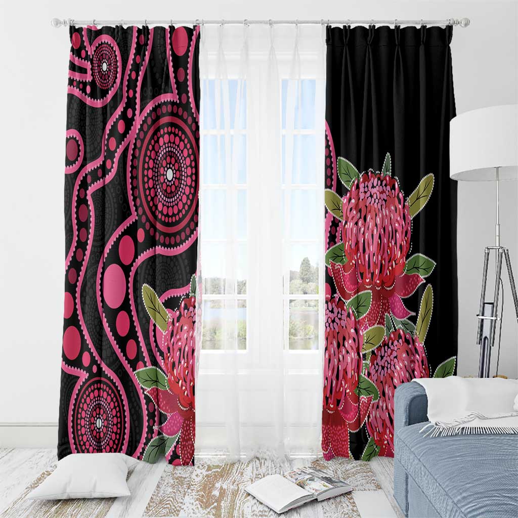Australia Waratah Window Curtain Telopea Aussie Native Flowers Indigenous Art - Aussie Hoodie
