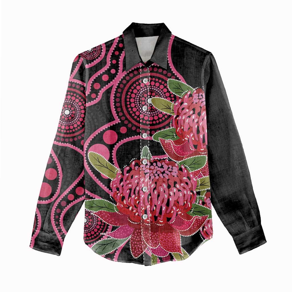 Australia Waratah Women Casual Shirt Telopea Aussie Native Flowers Indigenous Art - Aussie Hoodie