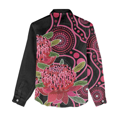 Australia Waratah Women Casual Shirt Telopea Aussie Native Flowers Indigenous Art - Aussie Hoodie