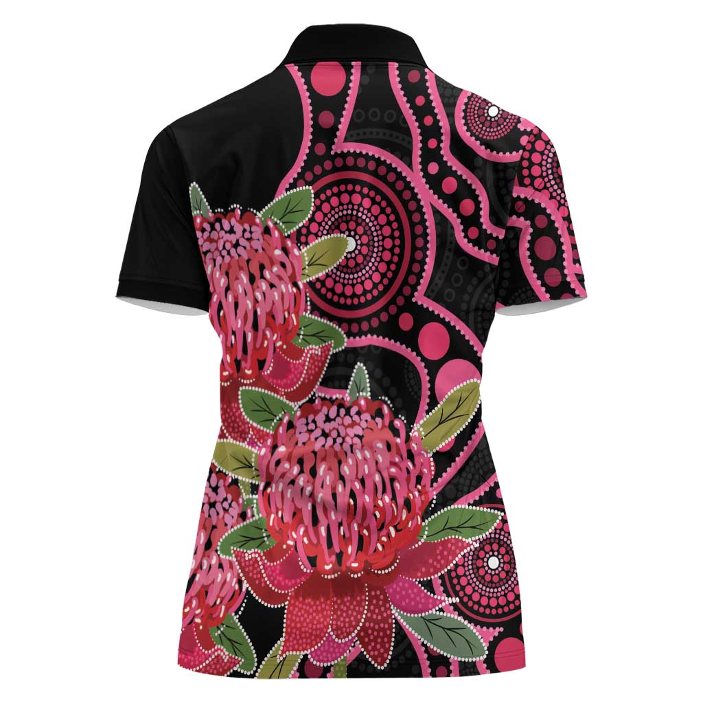 Australia Waratah Women Polo Shirt Telopea Aussie Native Flowers Indigenous Art - Aussie Hoodie