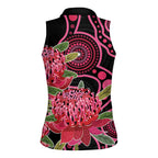 Australia Waratah Women Sleeveless Polo Shirt Telopea Aussie Native Flowers Indigenous Art - Aussie Hoodie