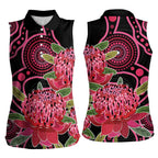 Australia Waratah Women Sleeveless Polo Shirt Telopea Aussie Native Flowers Indigenous Art - Aussie Hoodie