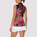 Australia Waratah Women Sleeveless Polo Shirt Telopea Aussie Native Flowers Indigenous Art - Aussie Hoodie