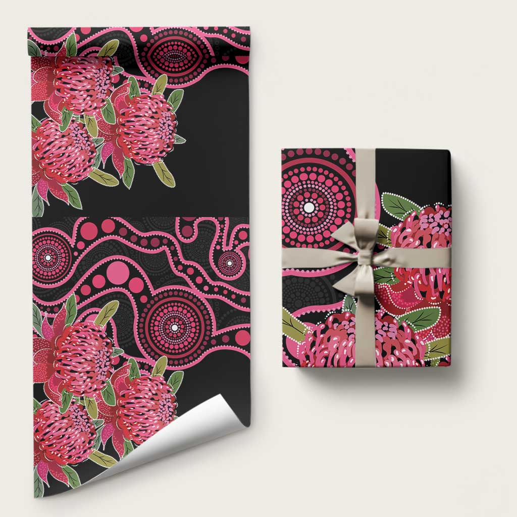 Australia Waratah Wrapping Paper Telopea Aussie Native Flowers Indigenous Art - Aussie Hoodie