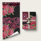 Australia Waratah Wrapping Paper Telopea Aussie Native Flowers Indigenous Art - Aussie Hoodie